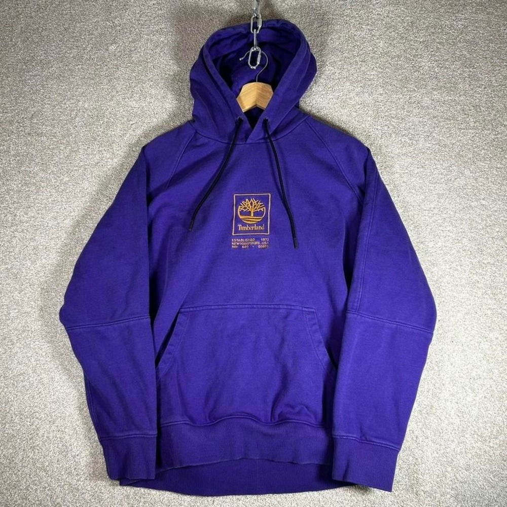 Y2K Timberland purple embroidered center logo hoodie